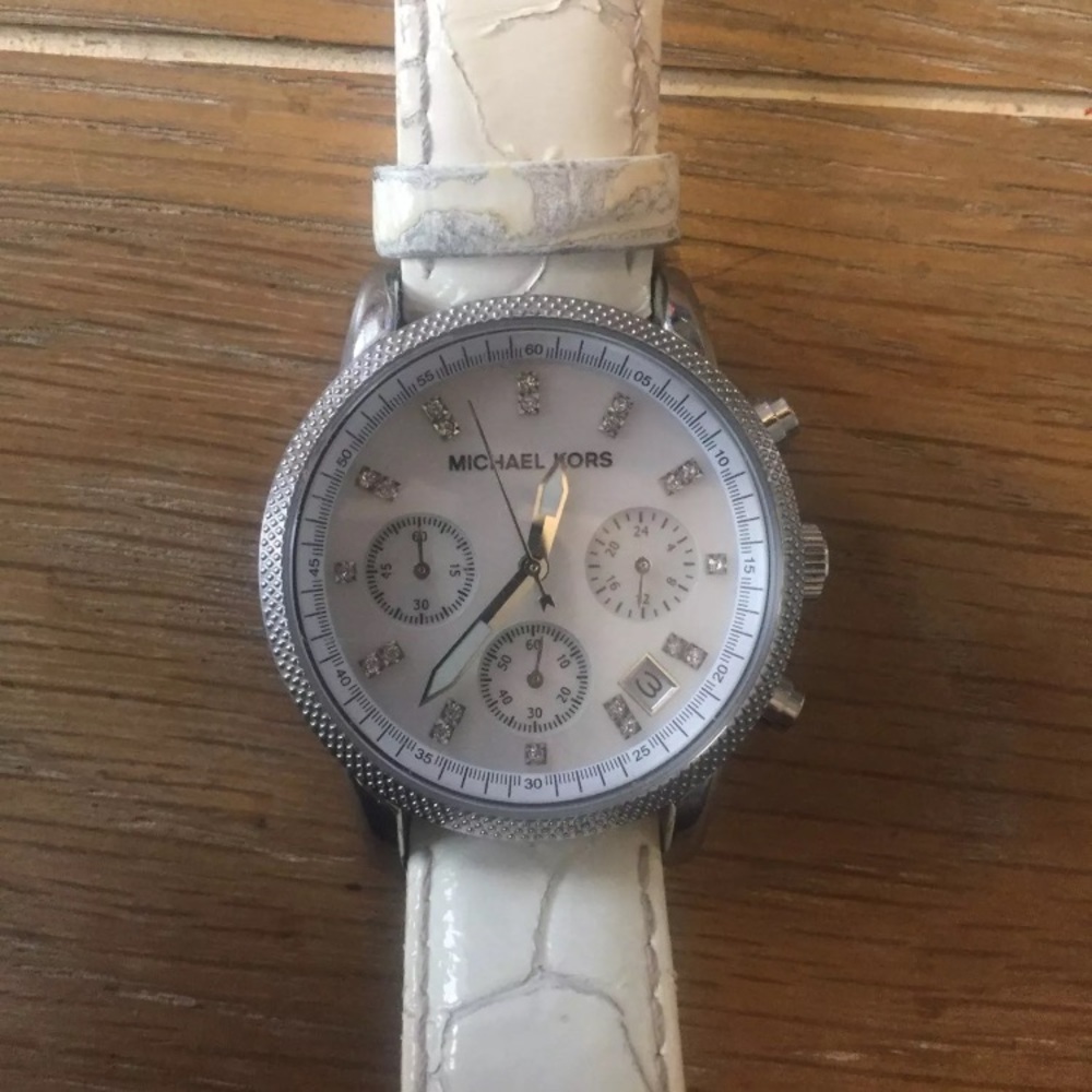 Sale! Women’s White Leather Michael Kors Watch